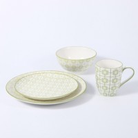 16pcs fresh pastoral style green shining glaze ceramic ceramic tableware set