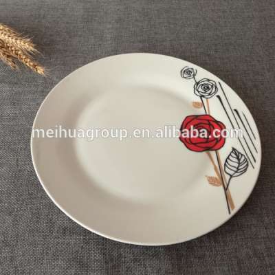 9" white ceramic dinner plate , porcelain flat plate