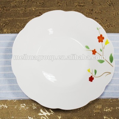 pure white custom logo ceramic deep soup plate